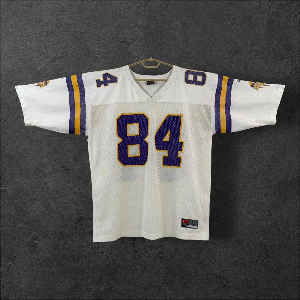 Vintage Nike Randy Moss Vikings Jersey‎ Mens Large White NFL Football #84 Y2K